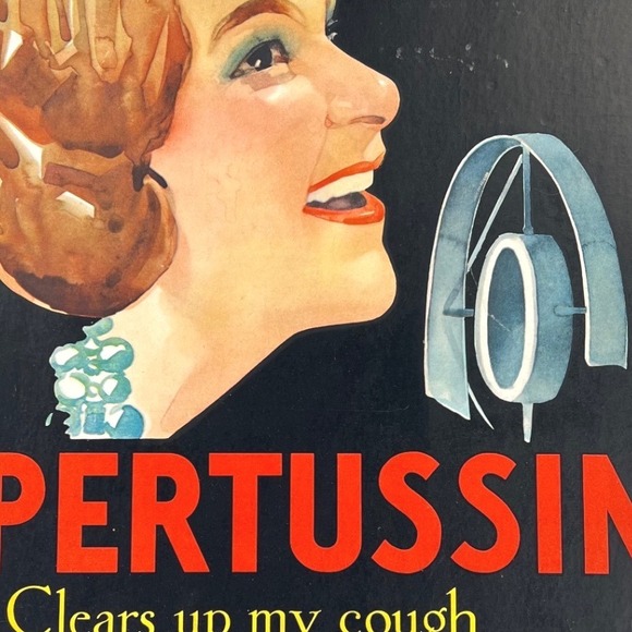1930s Pertussin Cough Syrup Advertising Sign 17" Kate Smith Radio Vintage - Picture 6 of 10